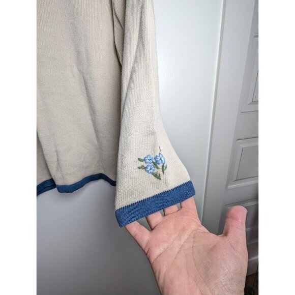 National Wildlife Cardigan Sweater XL Floral Embroidered Cottagecore Grandma Zip - Picture 8 of 11